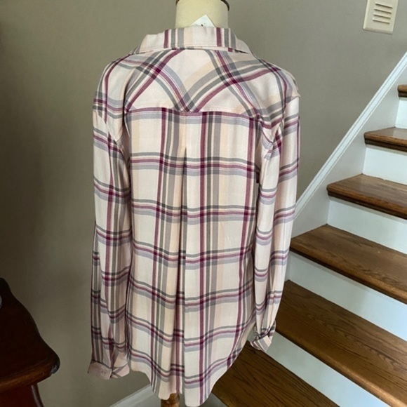 Anthropologie Pink Plaid Button Down Shirt - Picture 6 of 8